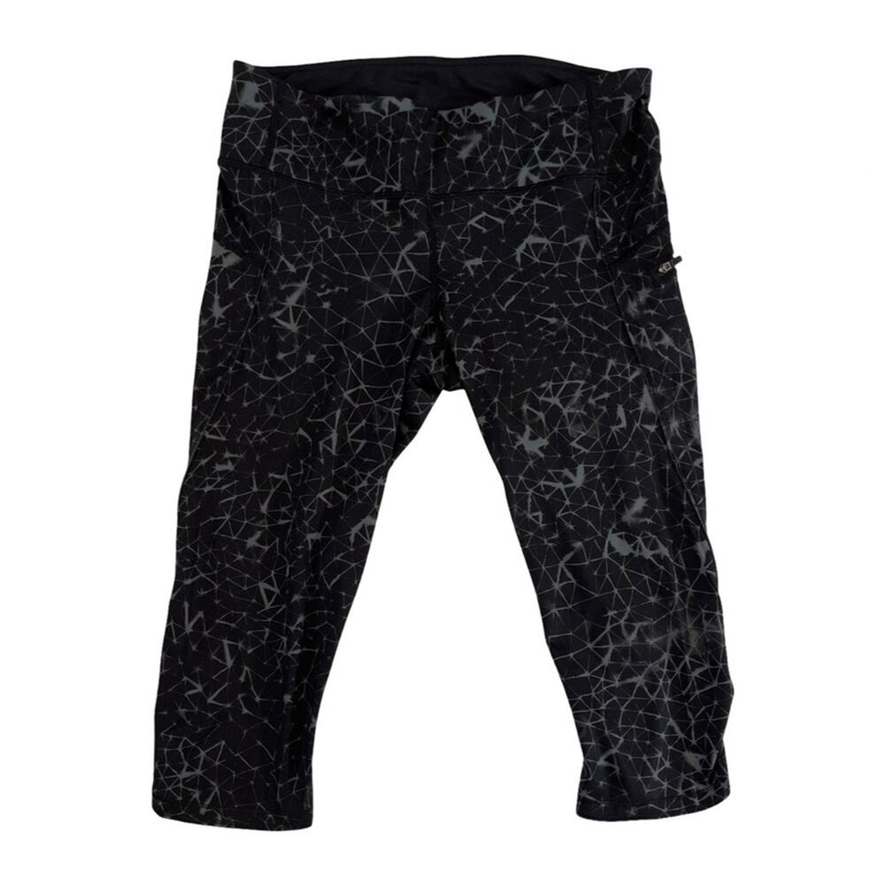 Lululemon Top Speed Crop Leggings Size 8 Star-Crushed Coal Black Geo Print